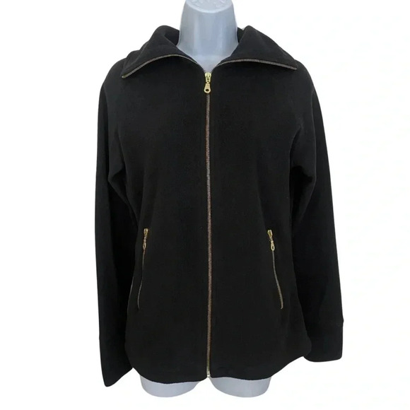 Athletic Collection by 26 Internationa Black Fleece Jacket with Gold Zip Detail - Picture 1 of 5